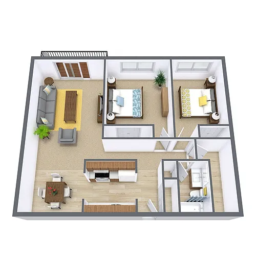 Floor plan Two Bedroom 21B