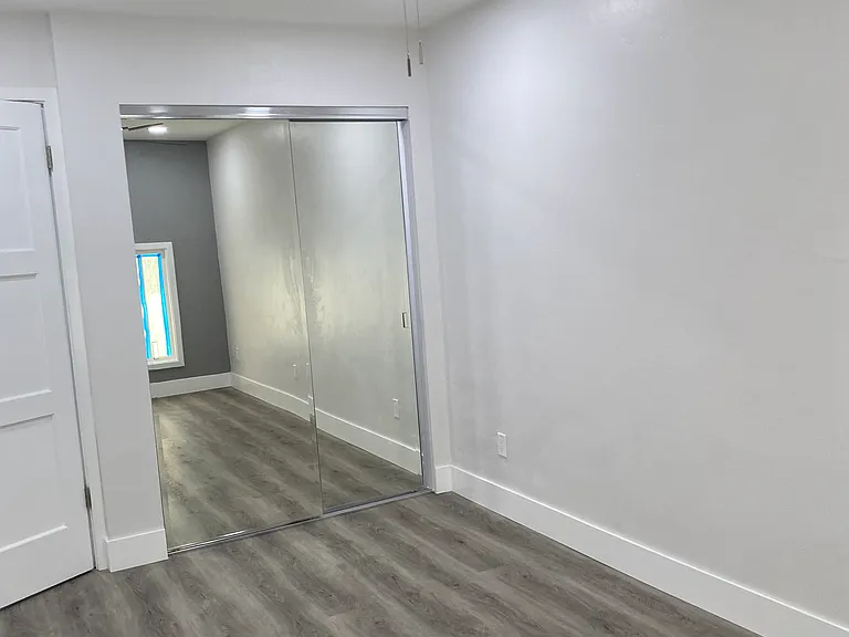 Large mirrored closet with light