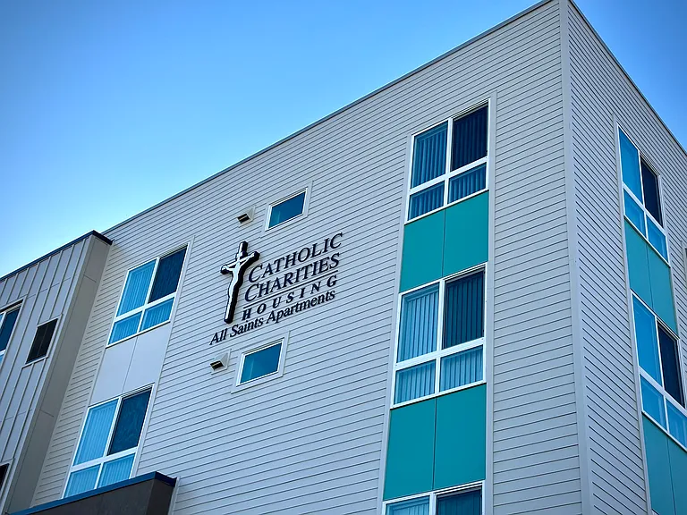A Catholic Charities Housing property. All Saints Apartments is an affordable housing (LIHTC) community for people 62 years and older.