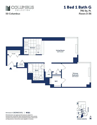 Floor plan 1 Bed 1 Bath G