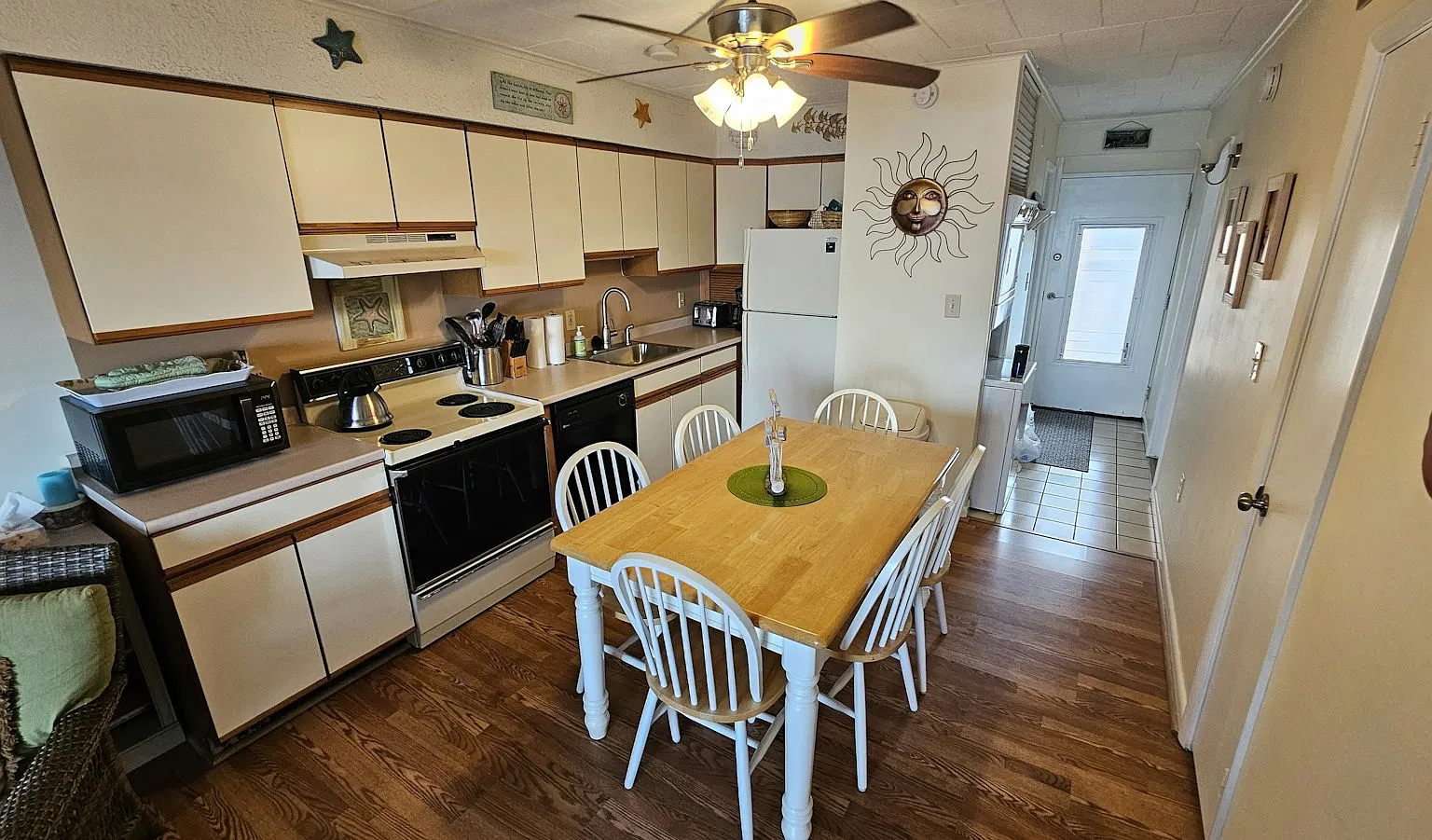 Open and stocked kitchen.