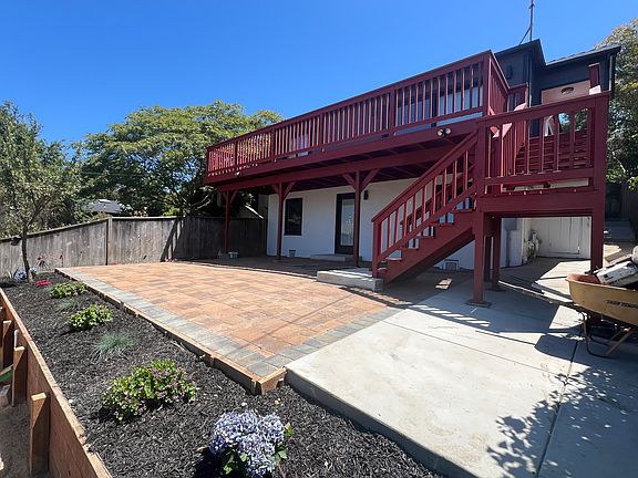 New landscape and terra cotta pavers terrace / patio