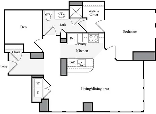 Floor plan 1 Bedroom K