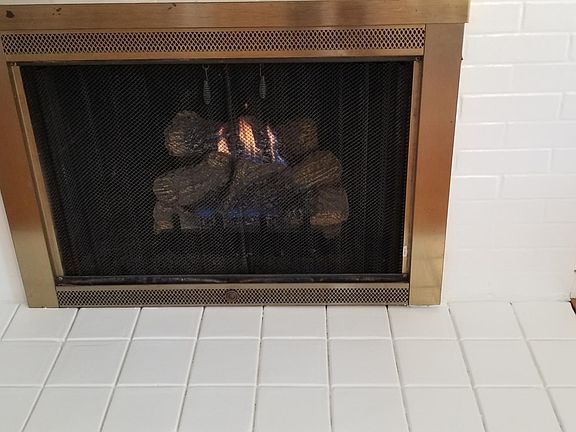 Gas insert fireplace with on/off switch.