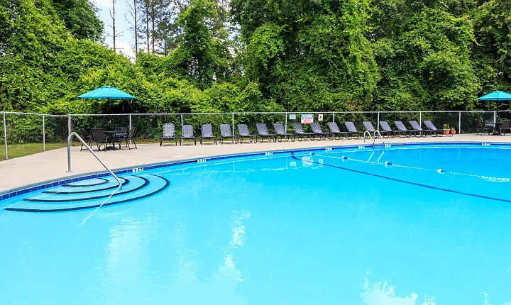 Pool Seating and Umbrellas