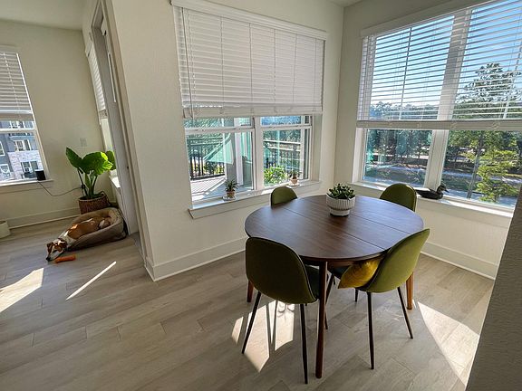 Dining area looking out over green space