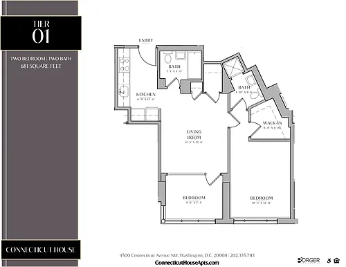 Floor plan Renovated 2 Bedrooms 2 Bathrooms- 01 Tier