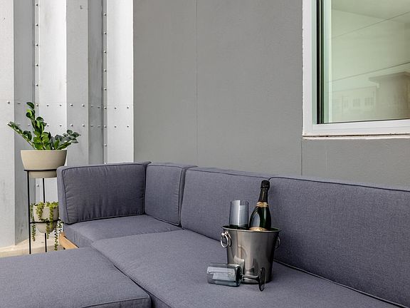 Relax on the outdoor patio and enjoy the view.