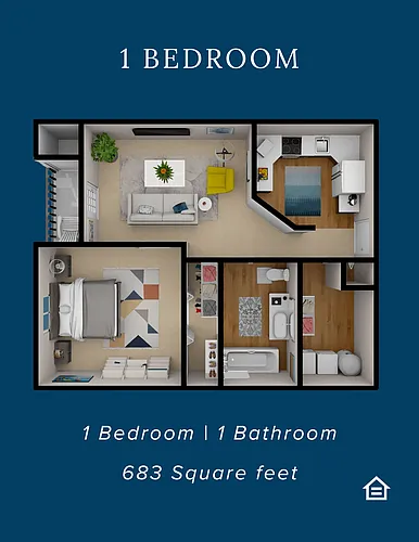 Floor plan 1 Bedroom 1 Bathroom
