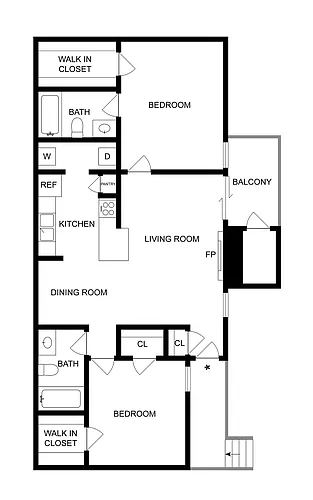Floor plan 2 BR X 2 BA - A