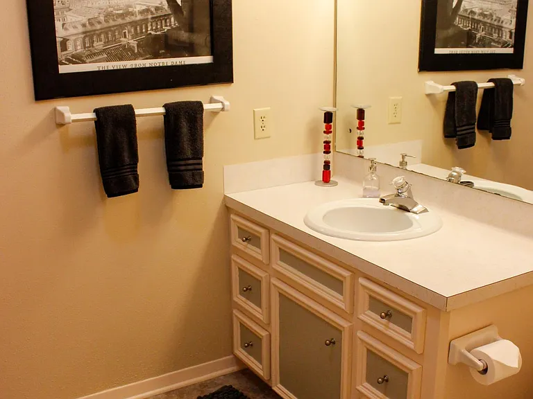 Second restroom area. Unseen is the huge closet, with ample storage.
