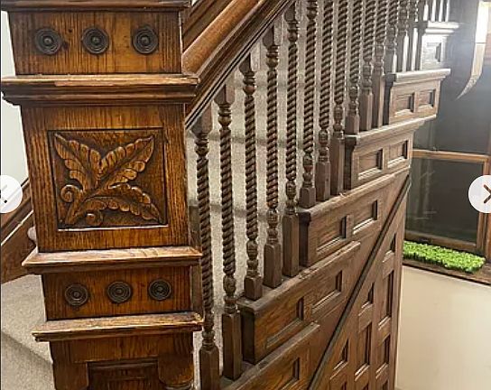 Elegant wood stair case.