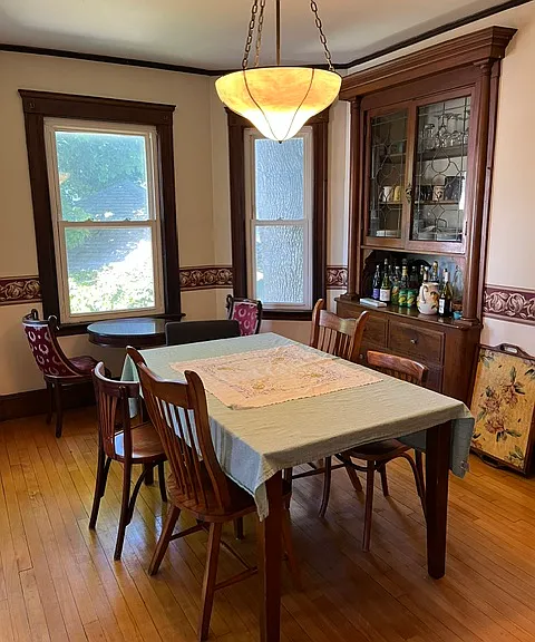 Dining room with built in china cabinet