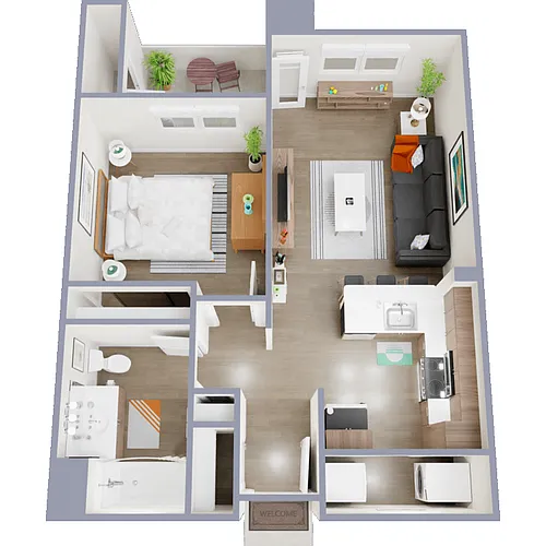 Floor plan 1 Bedroom 1 Bathroom