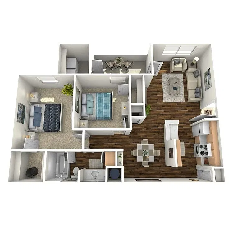 Floor plan 2 Bedroom 1 Bath B1