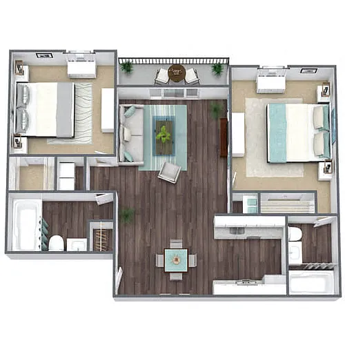 Floor plan B3: 2 Bed 2 Bath