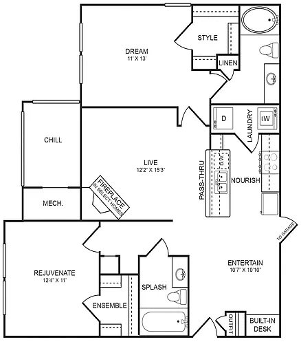 Floor plan 2 Bedroom, 2 Bathroom 1,020 SF 22