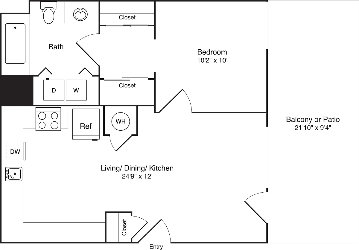 Floor plan 1 Bedroom F