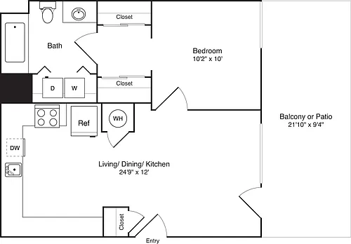 Floor plan 1 Bedroom F