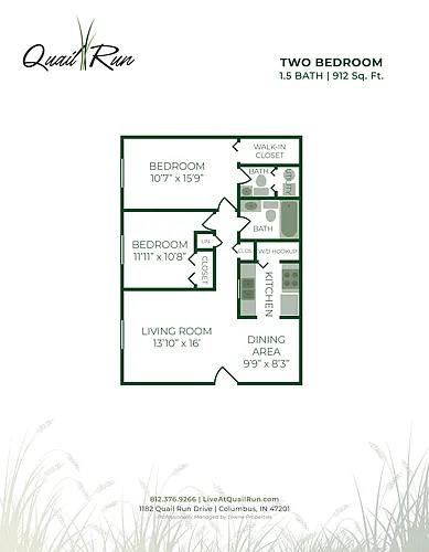Floor plan 2 Bedroom (912 Sq. Ft.)