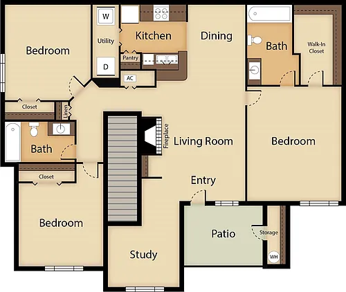 Floor plan 3/2 Upstairs