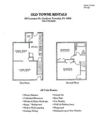 Floor plan 2 Bed 1 half Bath Townhome UNAVAILABLE