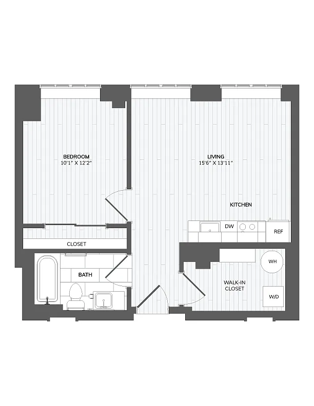 Floor plan 1 Bed 1 Bath-B1