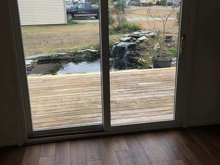 eating area looking out at the Koi pond
in winter