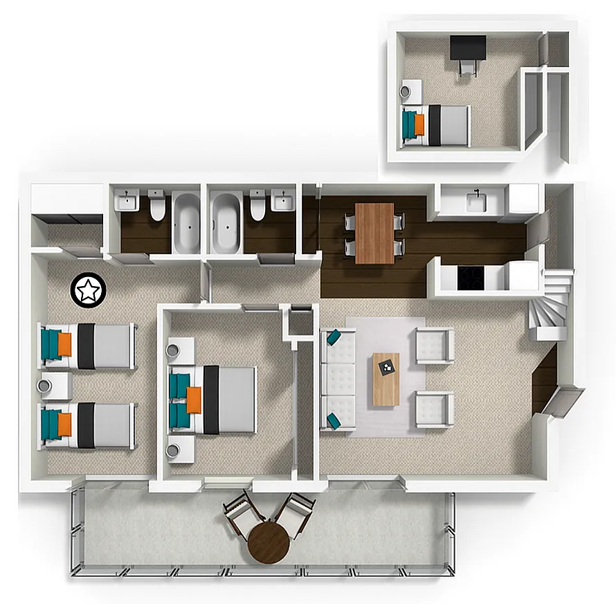 Floor plan Private Bedroom XL - The Loft