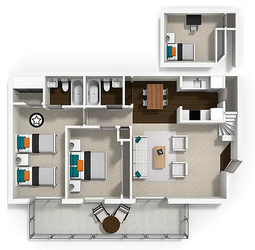 Floor plan Private Bedroom XL - The Loft