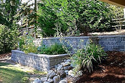 Terraced stone garden are