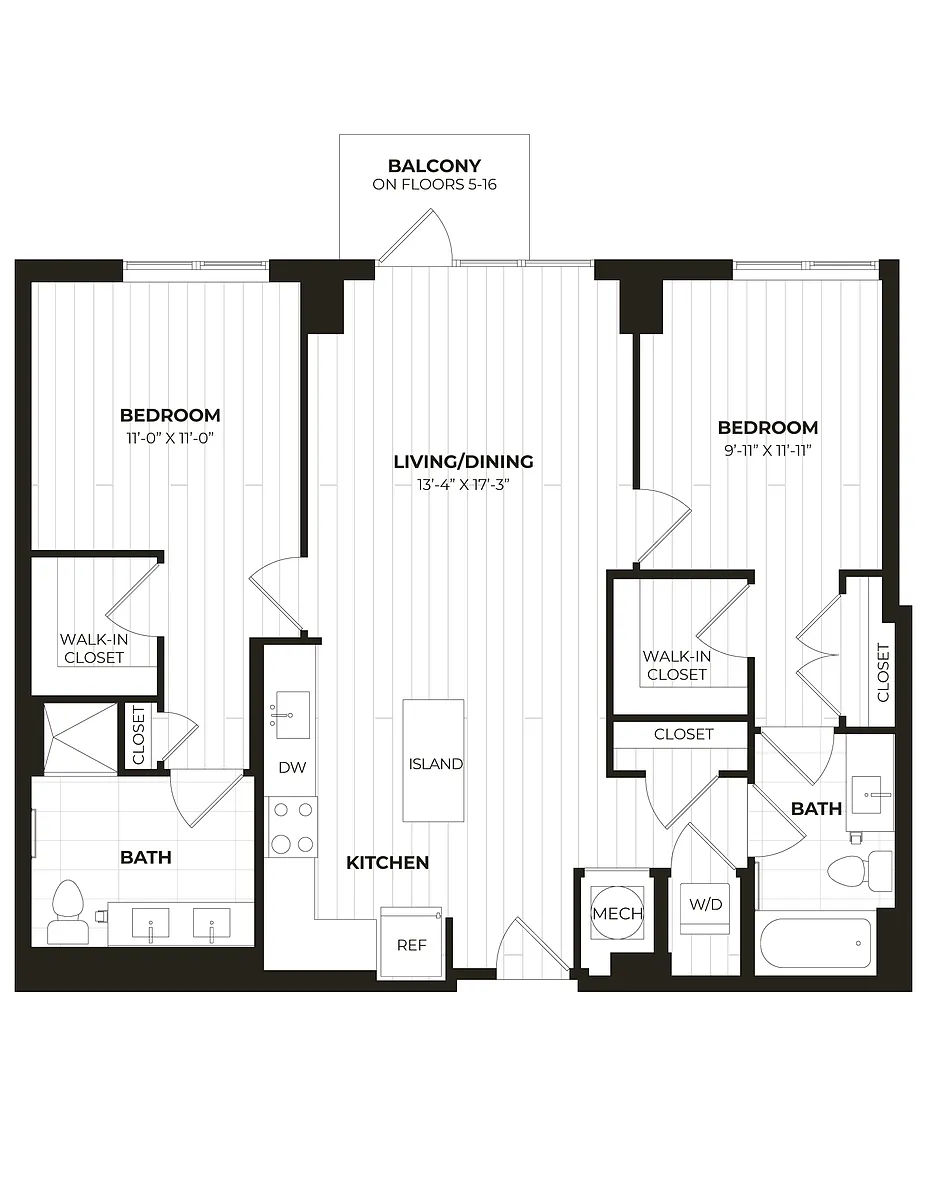 Floor plan 2 Bed/2 Bath-U25
