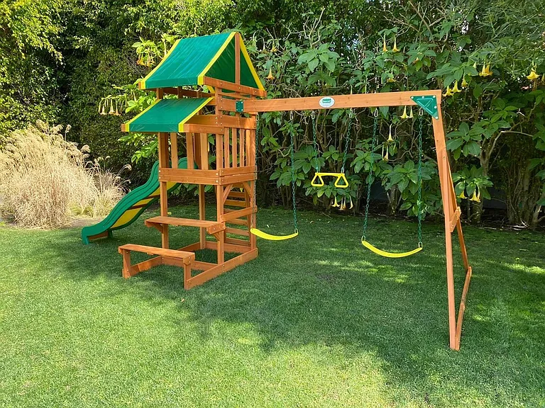 Complete children's playground in backyard