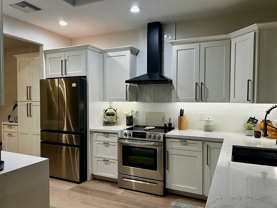 Gourmet kitchen with electric covered sky light, coffee and microwave station