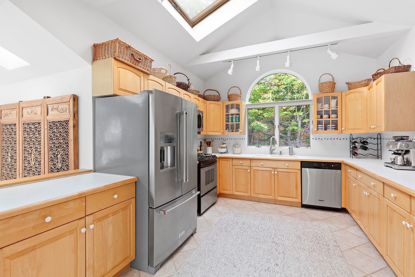  Crisp bright Kitchen opens to Dining and Living area
