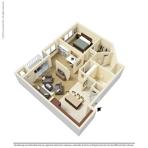 Floor plan 1 Bedroom Den - A5