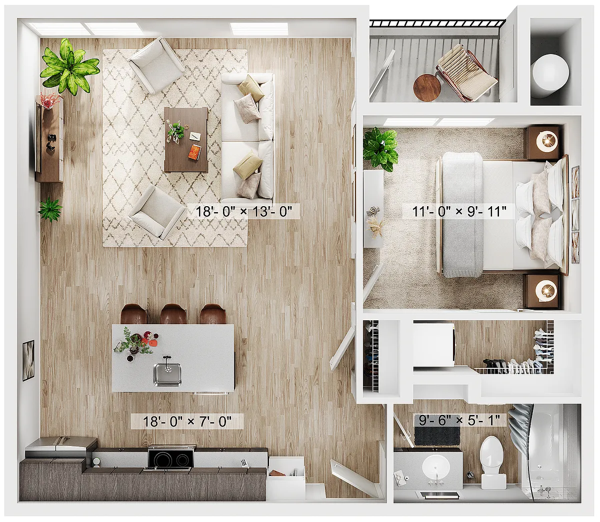 Floor plan 1BR/1BA - A3
