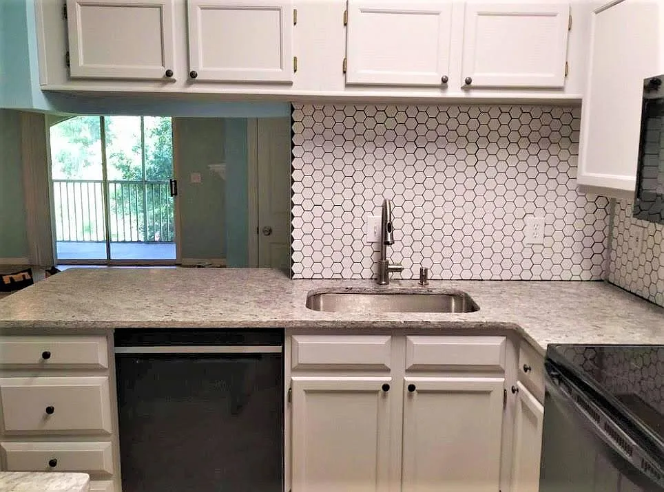 Kitchen with balcony views