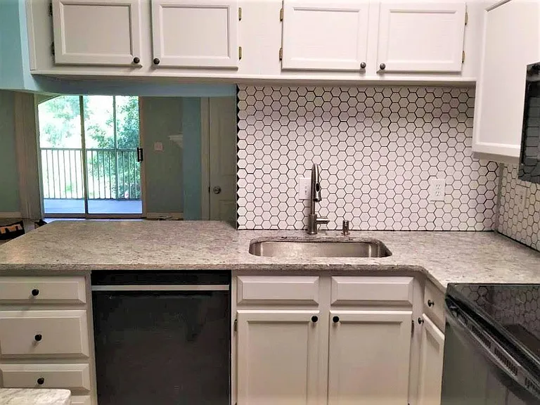Kitchen with balcony views