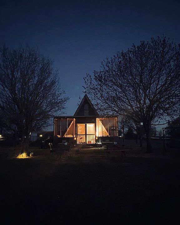NIGHT VIEW OF CABIN