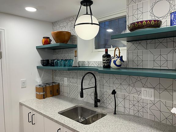 Open shelving in kitchen