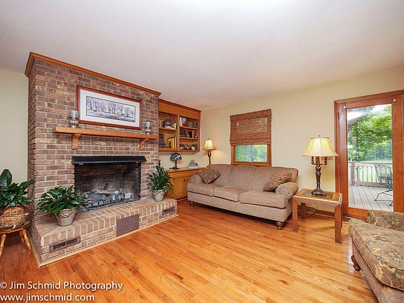 Family room, brick fireplac