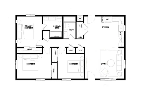 Floor plan 3 Bed 2 Bath