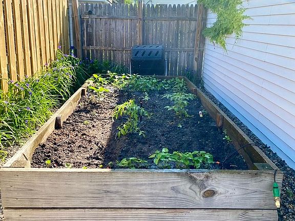 Raised garage bed beside the garage