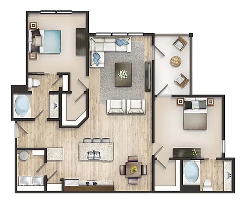 Floor plan The Upper Jocassee with Great Room and Balcony