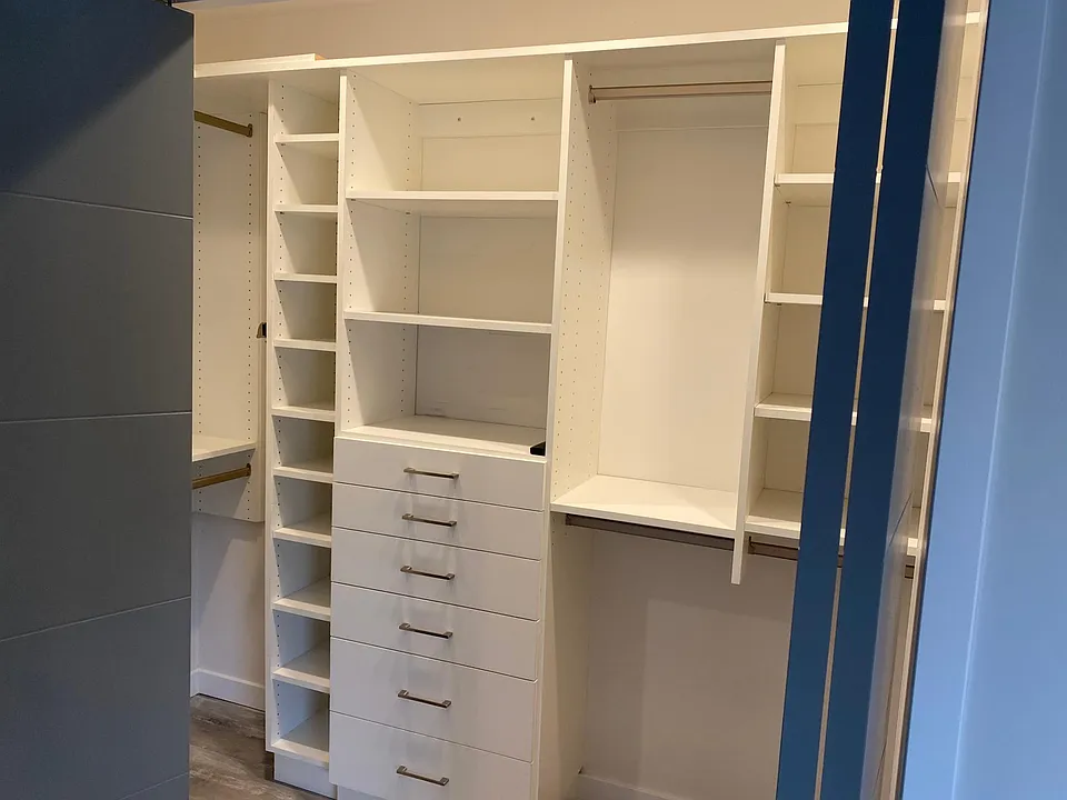 Master bedroom with walk in custom closet