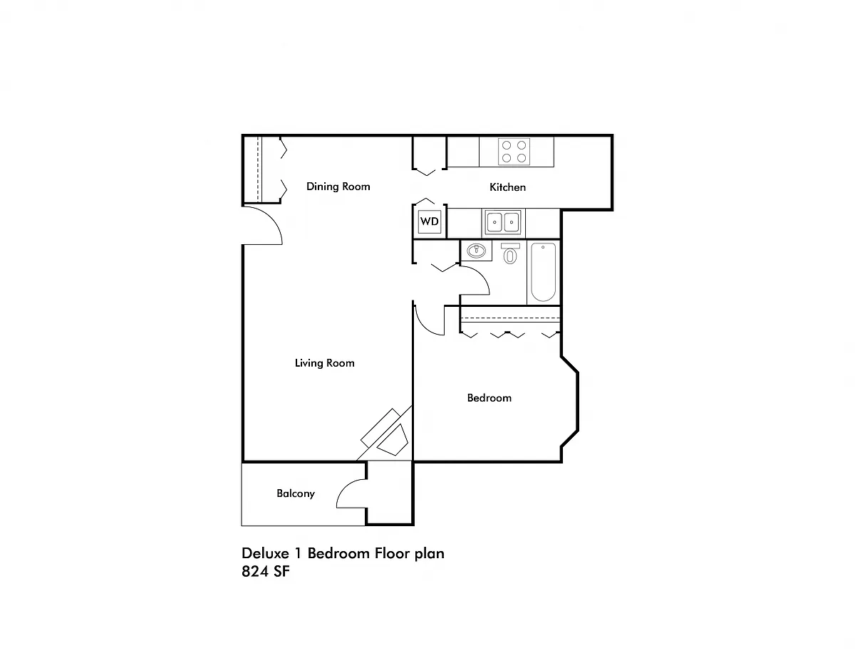 Floor plan 1 Bedroom Deluxe