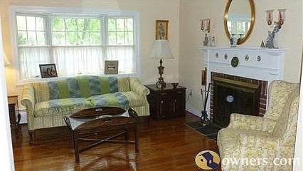 living room with bay window facing East
