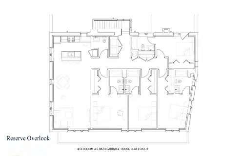 Floor plan Private Bedroom in a 4 Bedroom 4.5 Bath Carriage H