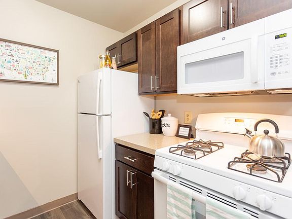 Range stoves are standard in every apartment. Microwave included and all stoves are gas!